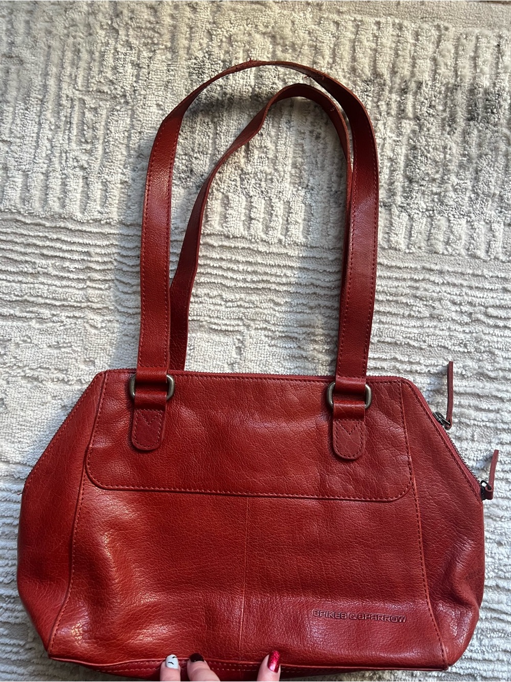 Spikes and Sparrow Genuine Leather Red Shoulder Bag - Classic Women's Tote